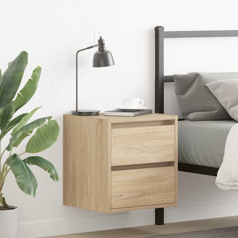 ZNTS Wall-mounted Bedside Cabinets 2 pcs Sonoma Oak 38x34x40 cm 861252