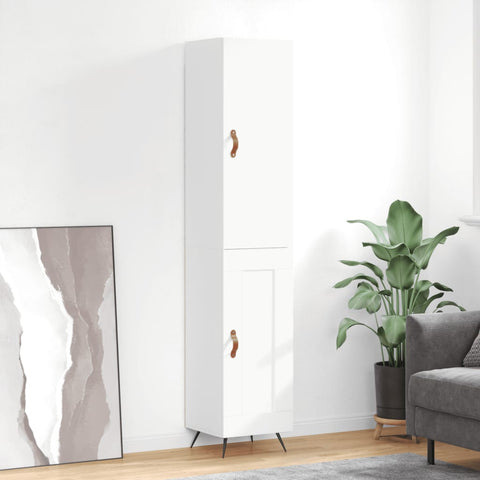 Highboard High Gloss White 34.5x34x180 cm Engineered Wood 3199083