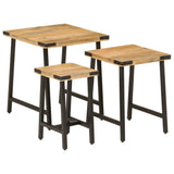 Nesting Coffee Tables 3 pcs Solid Wood Mango and Iron 372735
