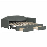 Daybed with Trundle&Drawers without Mattress Dark Grey 90x190 cm Single 3197262