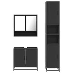 ZNTS 3 Piece Bathroom Furniture Set Black Engineered Wood 3301095