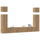6 Piece TV Cabinet Set Wall-mounted Artisan Oak Engineered Wood 3329142