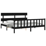 Bed Frame without Mattress Black 200x200 cm Solid Wood Pine 3193295
