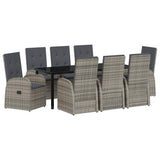 Garden Dining Set with Cushion 9 pcs Grey Poly Rattan 3379498