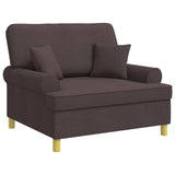 Armchair with Cushions Dark Brown Fabric 42043508