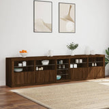 Sideboard with LED Lights Brown Oak 283x37x67 cm 3209029