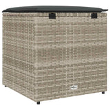 Cushion Box with Storage Light Grey 50 x 50 x 50 cm Poly Rattan 365413