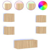 6 Piece TV Wall Units with LED Sonoma Oak Engineered Wood 3216813