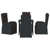 Garden Dining Set with Cushion 5 pcs Black Poly Rattan 3379528