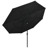 3-Tier Garden Parasol with Aluminium Pole Black 3.5 m 313882