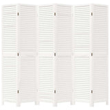 Room Divider 6 Panels White Solid Wood Paulownia 358843