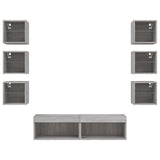 8 Piece TV Wall Units with LED Grey Sonoma Engineered Wood 3216638