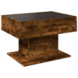 Coffee Table with LED Smoked Oak 70x50x45 cm Engineered Wood 847536