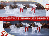 Two Reindeer Pulling Sleigh Lighted Christmas Decor 2.4ft, 240 White LED PVC Dcor, UK Plug 31V 3.6W 51476174