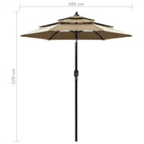 ZNTS 3-Tier Garden Parasol with Aluminium Pole Taupe 2 m 313855