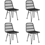5 Piece Garden Dining Set Black Poly Rattan 3157883