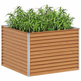 Garden Raised Bed Light Brown 98 x 100 x 68 cm Galvanised Steel 42017366