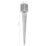 Ground Spikes 6 pcs Silver 9x9x75 cm Galvanised Steel 145414