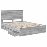 Bed Frame with Drawer Grey Sonoma 150 x 200 cm Engineer Wood 3409452