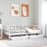 Daybed with Drawers without Mattress White 90x200 cm Solid Wood 3302084