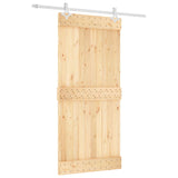 Sliding Door Natural and White 95 x 210 cm Solid Pine Wood 3445105