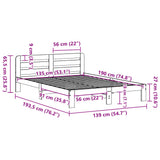 Bed Frame without Mattress 135x190 cm Double Solid Wood Pine 855573
