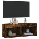 TV Cabinet with LED Lights Smoked Oak 80x30x30 cm 837149
