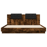 Bed Frame with LED without Mattress Smoked Oak 200x200 cm 3209986