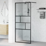 Walk-in Shower Wall Black 90 x 195 x 0.5 cm Glass and Aluminium 42025248