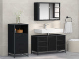 Bathroom Furniture Set 3 pcs Black Oak Engineered Wood 3402538