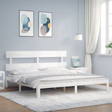Bed Frame without Mattress White 200x200 cm Solid Wood Pine 3193552
