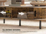 Coffee Table with Storage, Living Room Table with Slatted Tambour Sliding Doors and Foot Pads, T3398P377893