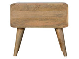 Solid Wood Curved Oak-ish Bedside, 2 Drawers, Beige B2743P402926