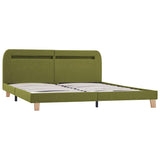 Bed Frame with LED without Mattress Green Fabric 150x200 cm King Size 281089