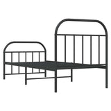 Metal Bed Frame without Mattress with Footboard Black 90x190cm 353645