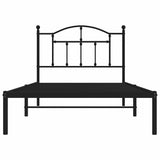 Metal Bed Frame without Mattress with Headboard Black 100x190cm 353433