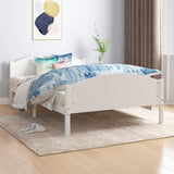 Bed Frame without Mattress White Solid Pine Wood 140x200cm 322034