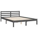 ZNTS Bed Frame without Mattress Grey 140x190 cm Solid Wood 3195203