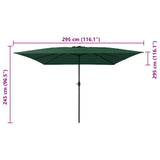 Garden Parasol Green 295 x 295 x 245 cm Polyester and Steel 42003653