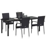 Garden Dining Set 5 pcs Black Powder-Coated Steel 3379407