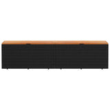 Garden Storage Box Black 220x50x54 cm Poly Rattan Acacia Wood 365958