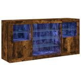 Sideboard with LED Lights Smoked Oak 142.5x37x67 cm 3209090