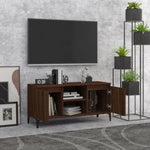 TV Cabinet with Metal Legs Brown Oak 103.5x35x50 cm 813163