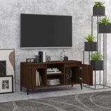TV Cabinet with Metal Legs Brown Oak 103.5x35x50 cm 813163