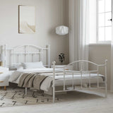 Metal Bed Frame without Mattress with Footboard White 100x200cm 353501
