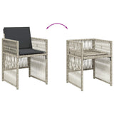11 Piece Garden Dining Set with Cushions Light Grey Poly Rattan 3210971