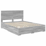Bed Frame with Drawer Grey Sonoma 150 x 200 cm Engineered Wood 3411294