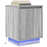 ZNTS Bedside Cabinet with LED Lights Grey Sonoma 38x34x50 cm 861275