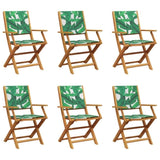 Folding Garden Chairs 6 pcs Green Fabric and Solid Wood 3214587