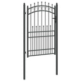 Fence Gate with Spikes Grey 200 x 100 cm Powder-coated steel 42009006
